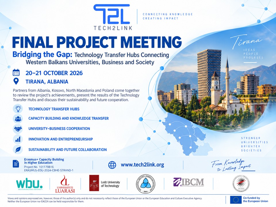 TECH2LINK Final Project Meeting to Take Place in Tirana on 20–21 October 2026